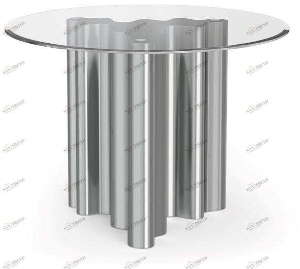 DWFI Круглый обеденный стол из нержавеющей стали и стекла  00002403 
