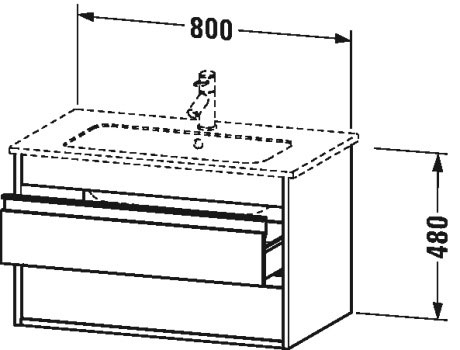 KT642905151 Тумбочка подвесная Ketho #KT6429 800 x 475 мм Сосна коричневая, декор Duravit - Вид №1