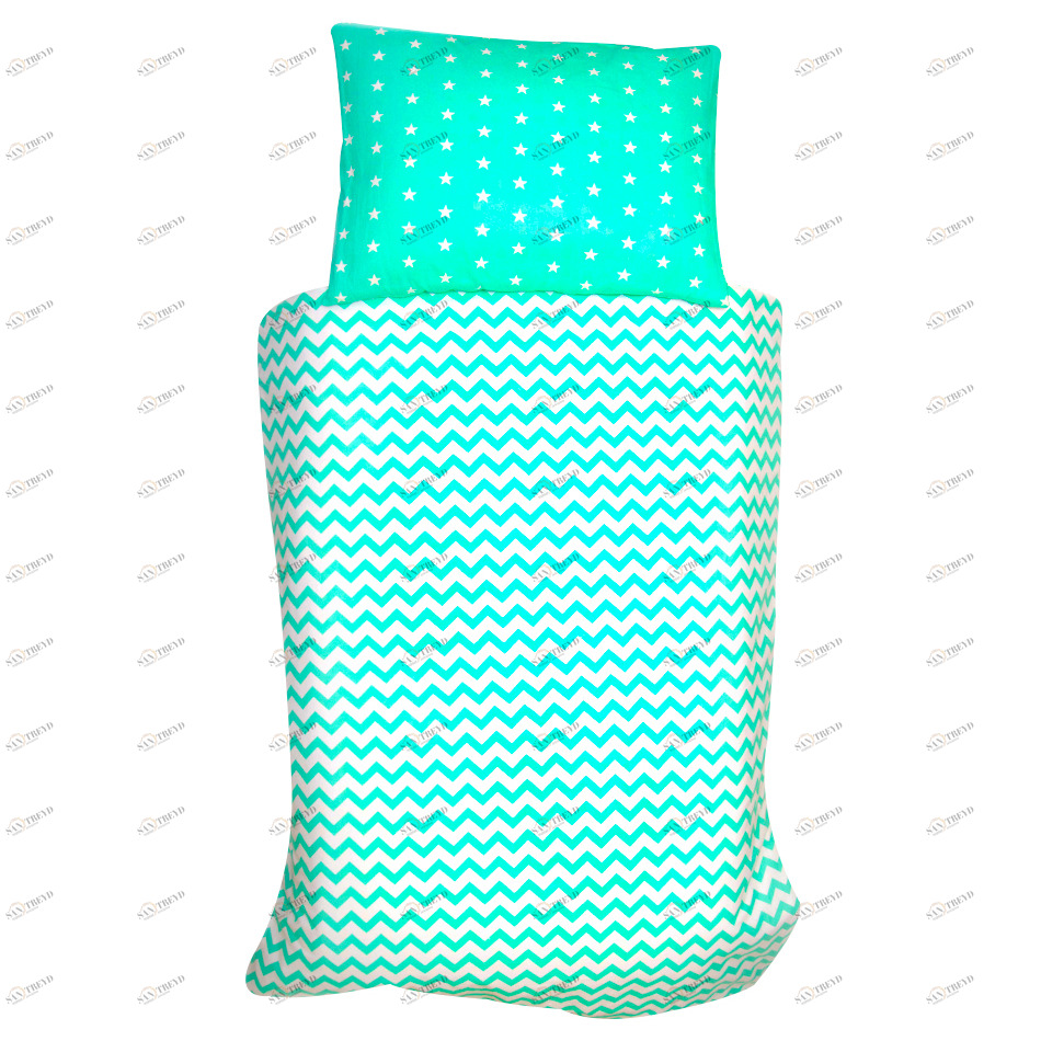 Детское постельное белье "Звезды-зигзаги", фон мятный, зигзаги мятные БЕЛЬМАРКО  327394 Голубой Santreyd 