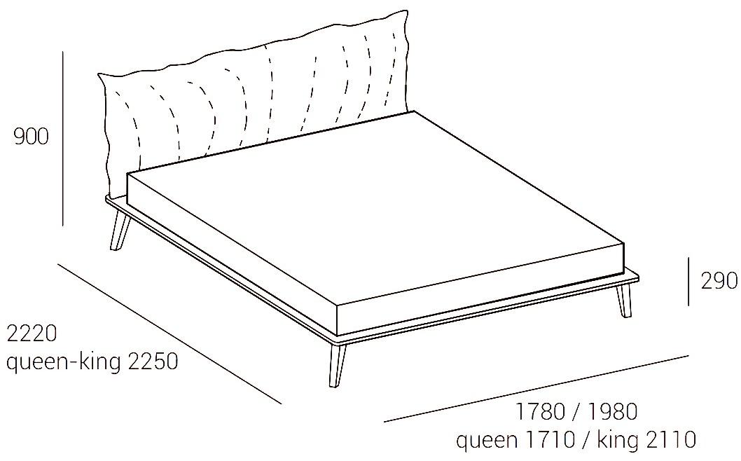 Dall'Agnese Двуспальная кровать из дуба с мягким изголовьем Letti imbottiti sun-id-1403868 - Вид №3
