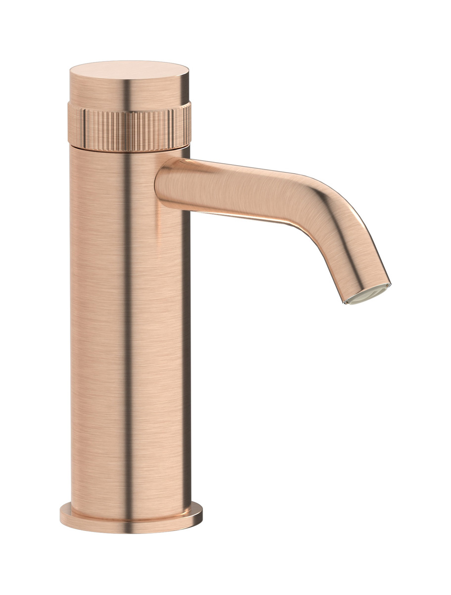 Монорычажный прогрессивный смеситель на раковину в комплекте с донным клапаном. WE ARE IB rx200sr Brushed Rose Gold Reflex