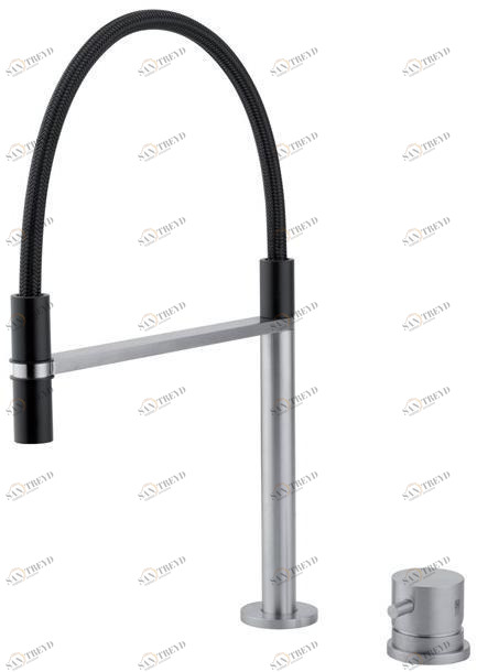 Quadrodesign Смеситель для кухни с двумя отверстиями и ручным душем в современном стиле sun-id-1362132