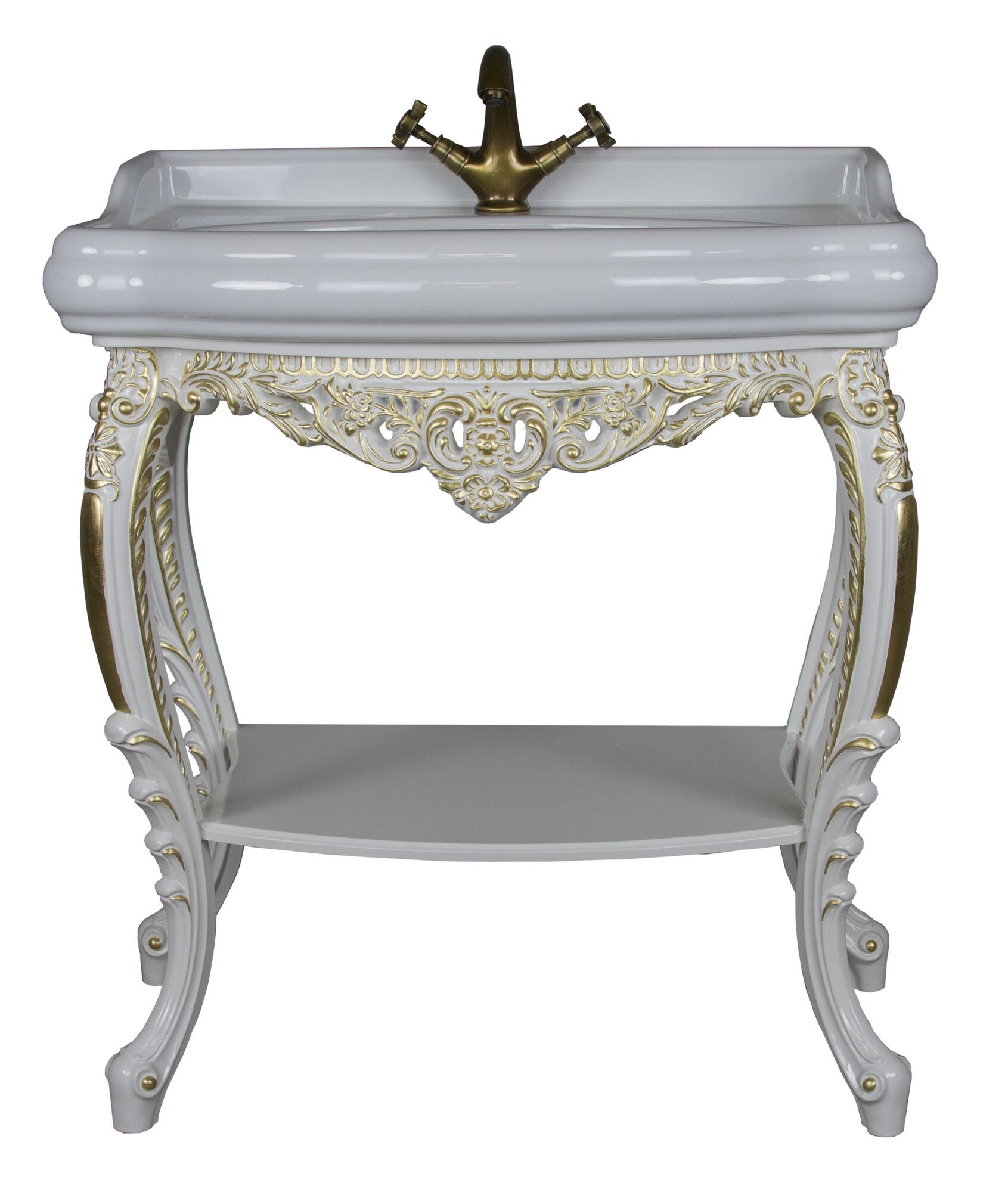 Консоль ISABELLA 80 арт. TS-10108-W/G белый глянец с золотом Tessoro TS10108WG - Вид №5