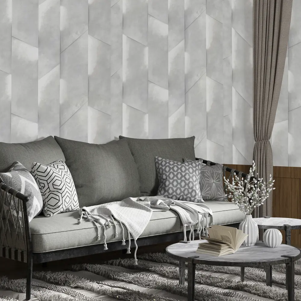 АСПЕКТ РУ Лас-Вегас - флизелиновые обои серо-серебристые с геометрическим рисунком 89427229 STLM-1566823 - Вид №3