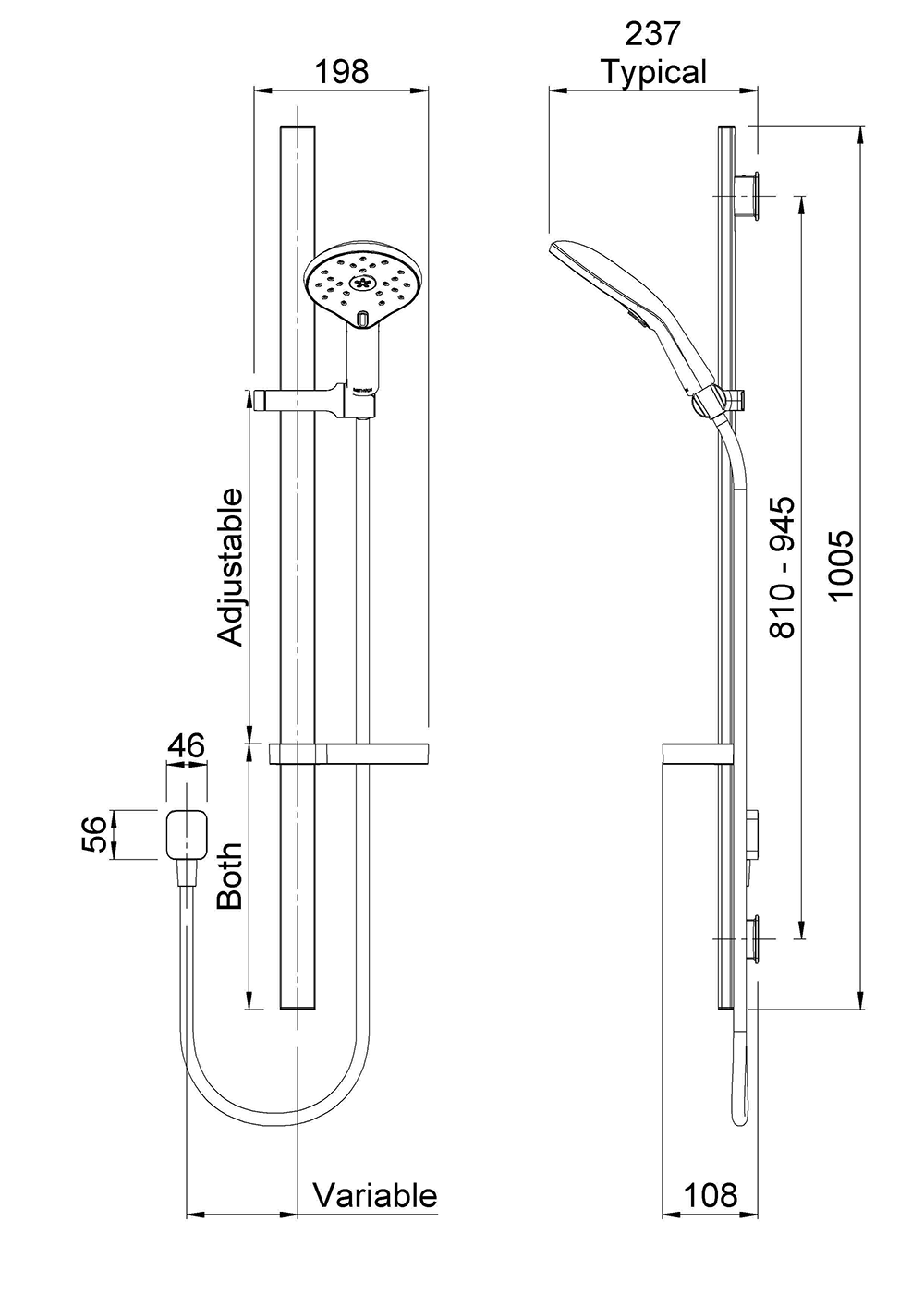 KHSRCPGR Satinjet Koha MK2 Железнодорожный душ Methven Графит  - Вид №1