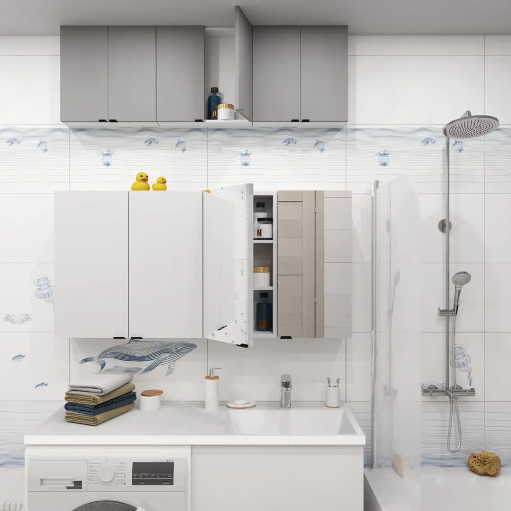 Каркас шкафа подвесного Sensea Смарт 30x60х15 см цвет белый STLM-2051955 - Вид №11