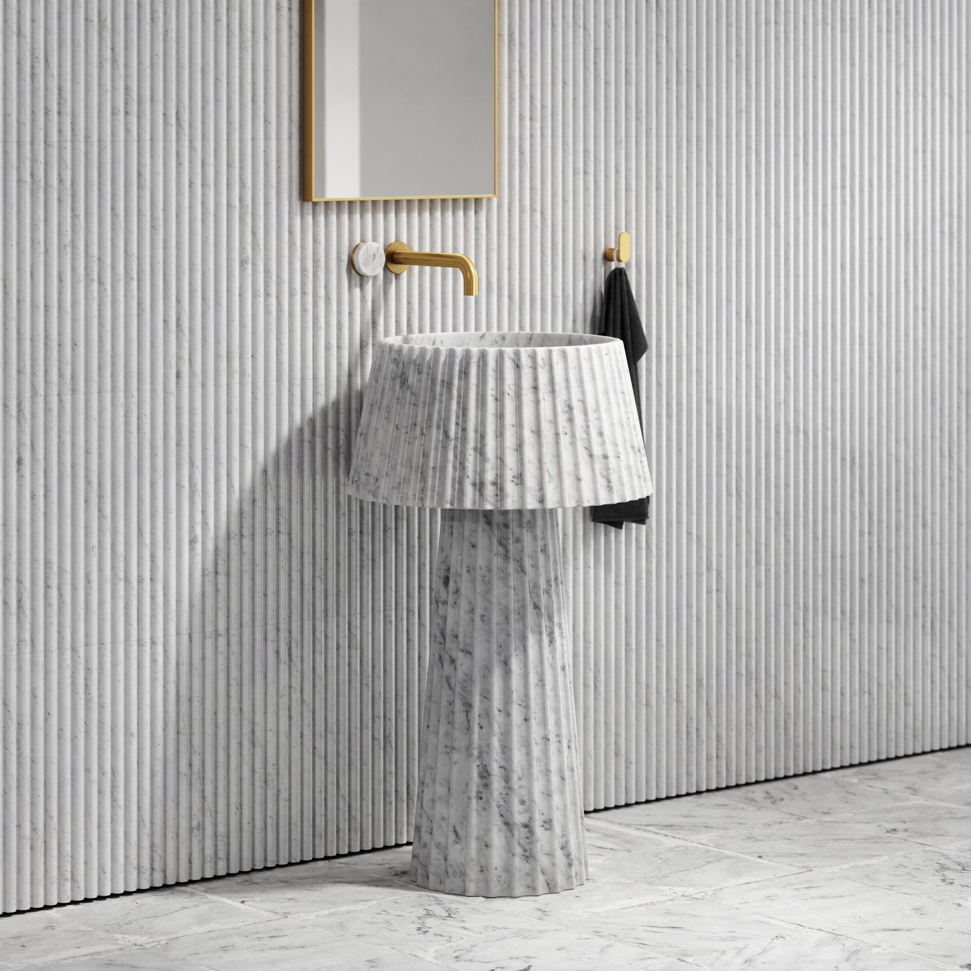 Каррарский мрамор круглый отдельно стоящий умывальник LUSSO Lamp ARCH-00083730 - Вид №1