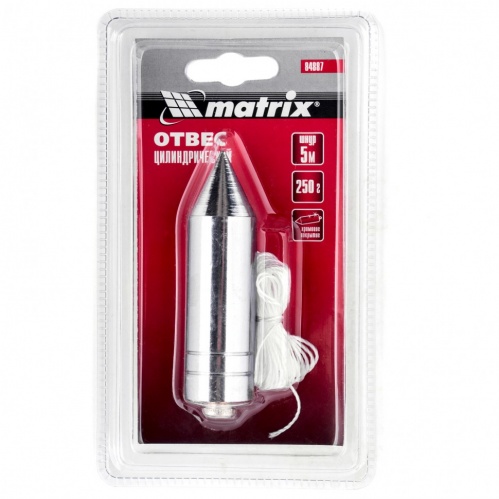Отвес цилиндрический 250 гр шнур 5 метр Matrix 12639 - Вид №2