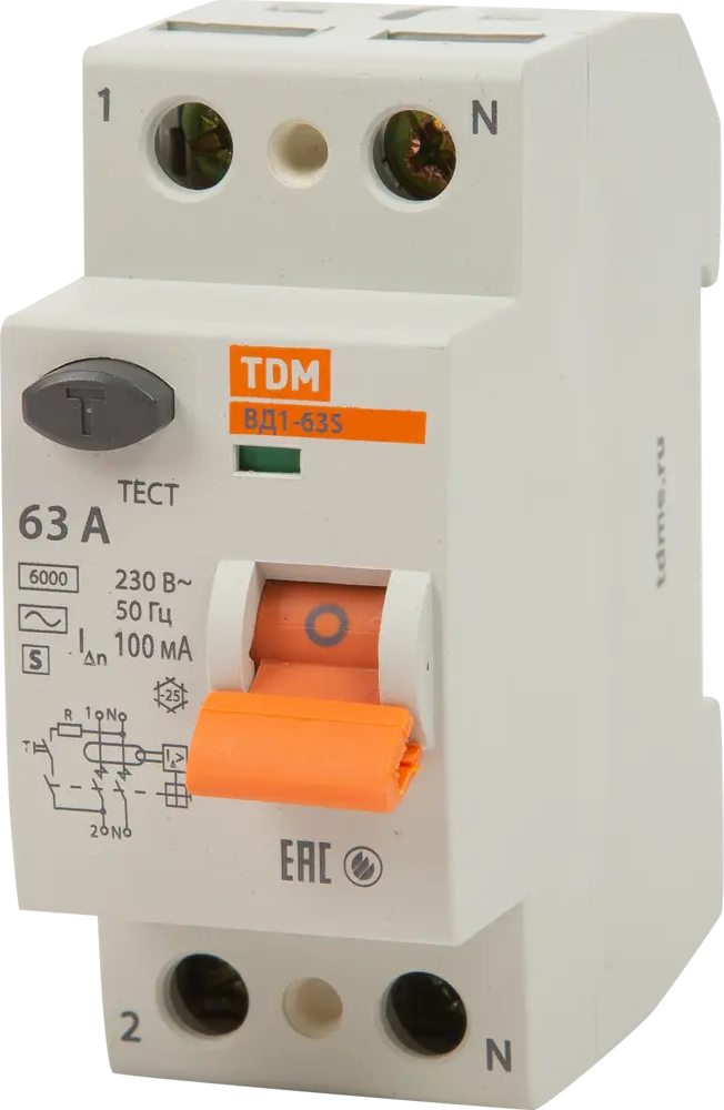 УЗО TDM Electric ВД1-63S - защита от токов утечки для электрощитов 84399436