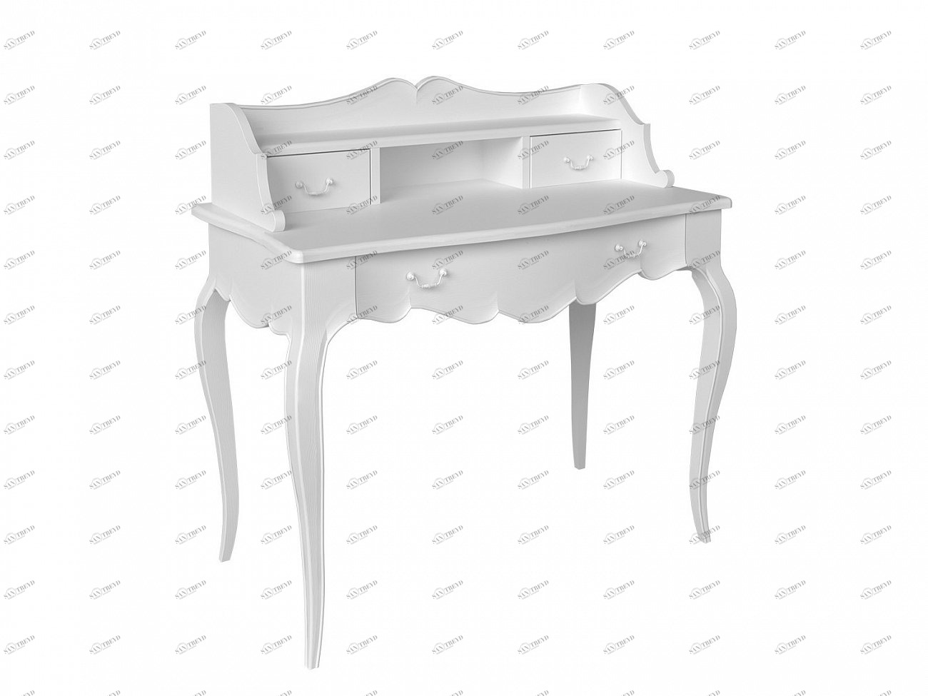 Туалетный столик белый с ящиками и гнутыми ножками Provence FURNITERA  120361 Белый 