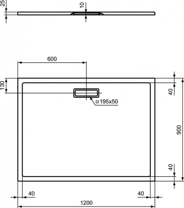 T4483V3 Ультратонкий акриловый прямоугольный душевой поддон 1200x900x25 мм Ideal Standard ULTRAFLAT NEW  - Вид №4