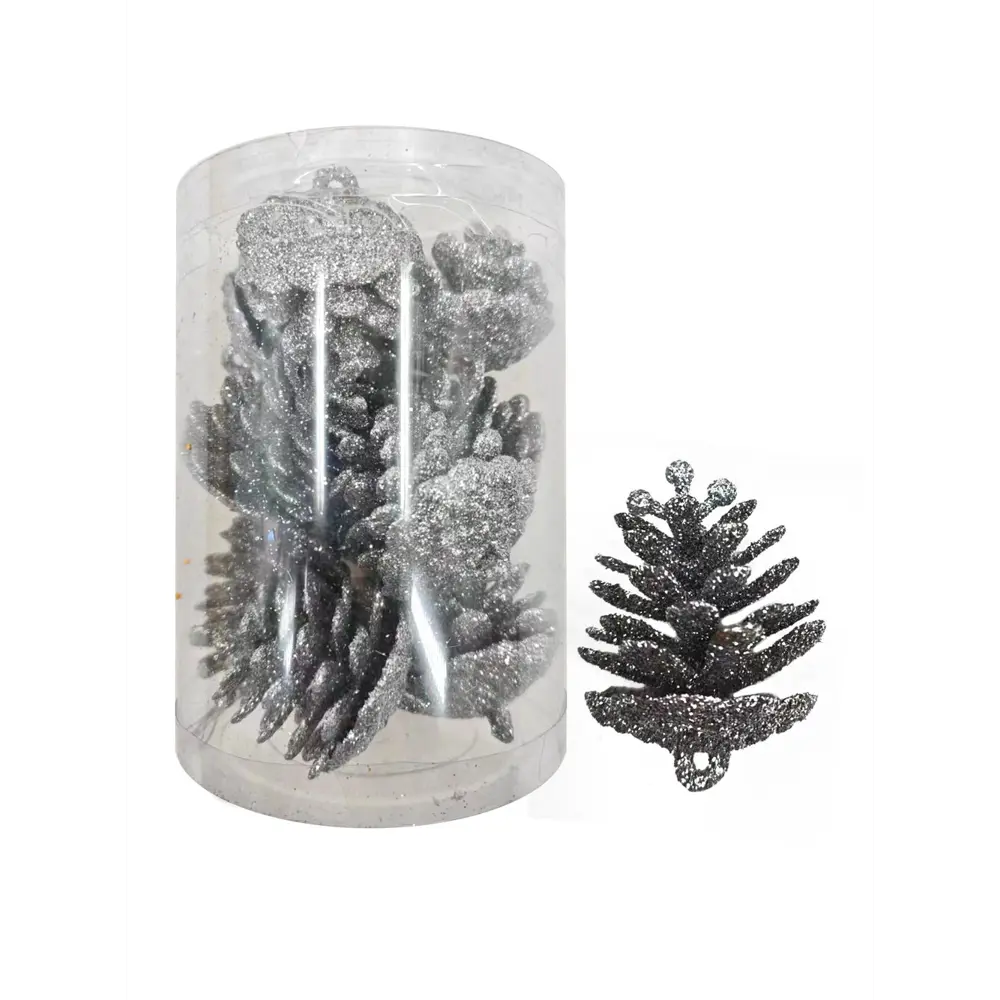 89381686 Украшение елочное Шишки серебряный 10 шт. STLM-1325332 Santreyd  - Вид №4