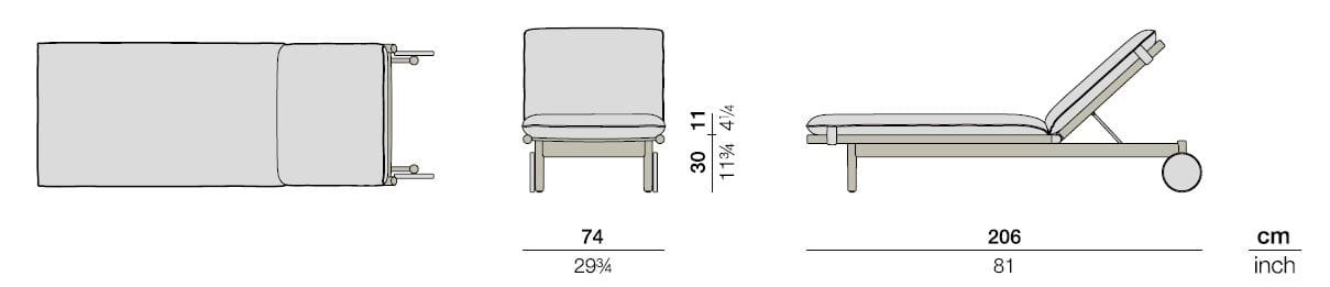 Садовая кровать из тикового дерева и ткани с колесами DEDON TIBBO ARCH-00028604 - Вид №7