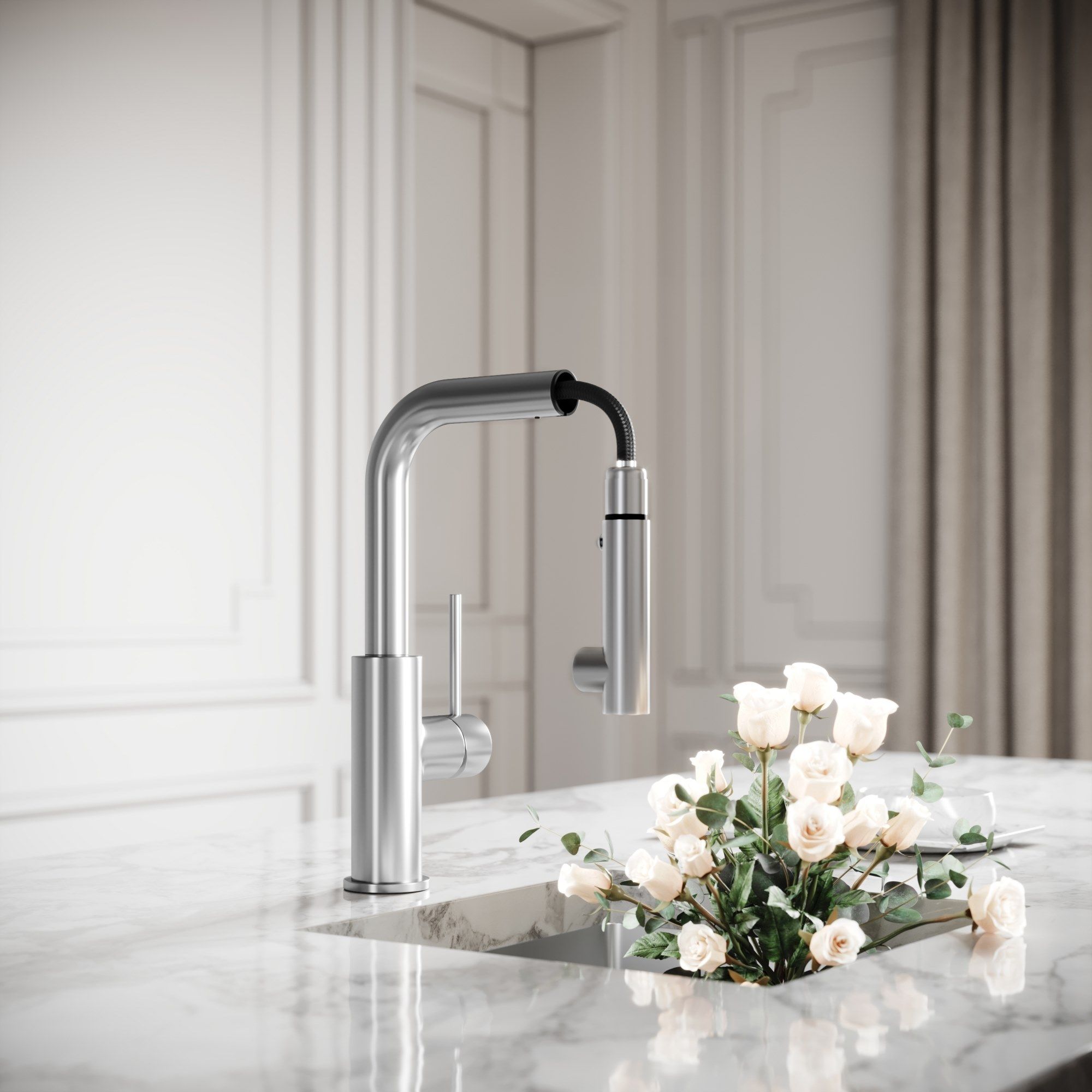 Смеситель для кухни на столешнице со съемным ручным душем LUSSO Vogue ARCH-00142471 - Вид №5