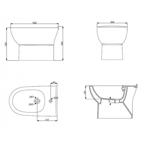 42914 Биде напольное Zero AXA ONE Santreyd - Вид №4