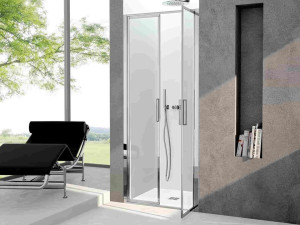 Алюминиевая и стеклянная нишевая душевая кабина с поворотной дверью