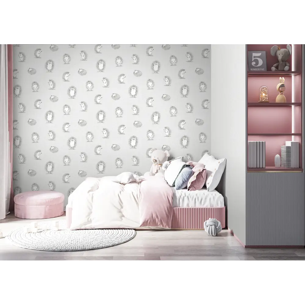 Обои флизелиновые Ateliero Ежики серые 1.06 м AT88192-06 89346344 STLM-2101217 Ёжики - Вид №4