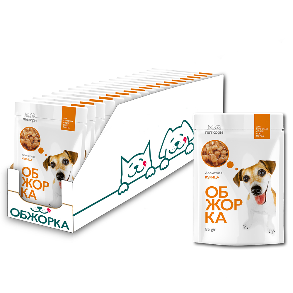 ПР0051896*24 Корм для собак кусочки в соусе с курицей пауч 85г (упаковка - 24 шт) ОБЖОРКА 