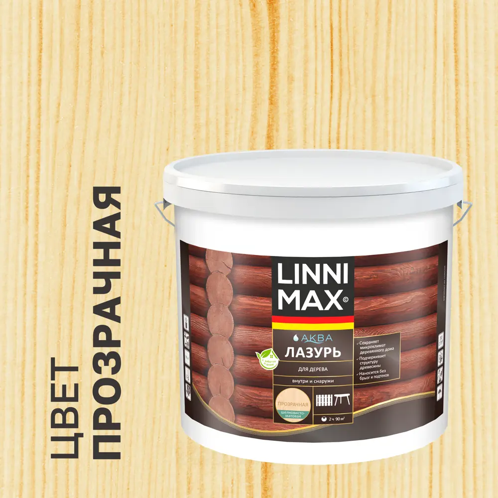 Антисептическая лазурь LINNIMAX для защиты дерева 9 л 89349657 STLM-0856408