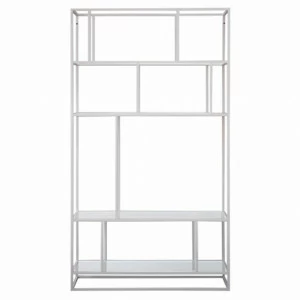 Стеллаж металлический белый с матовым стеклом Makella white INTELLIGENT DESIGN СТЕЛЛАЖ MAKELLA 260740 Белый