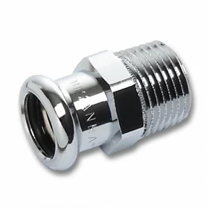 116243G221 SANHA 16243G пресс-фитинг, бронза, ниппель перех.ВПр-НР,хром 22x1 мм