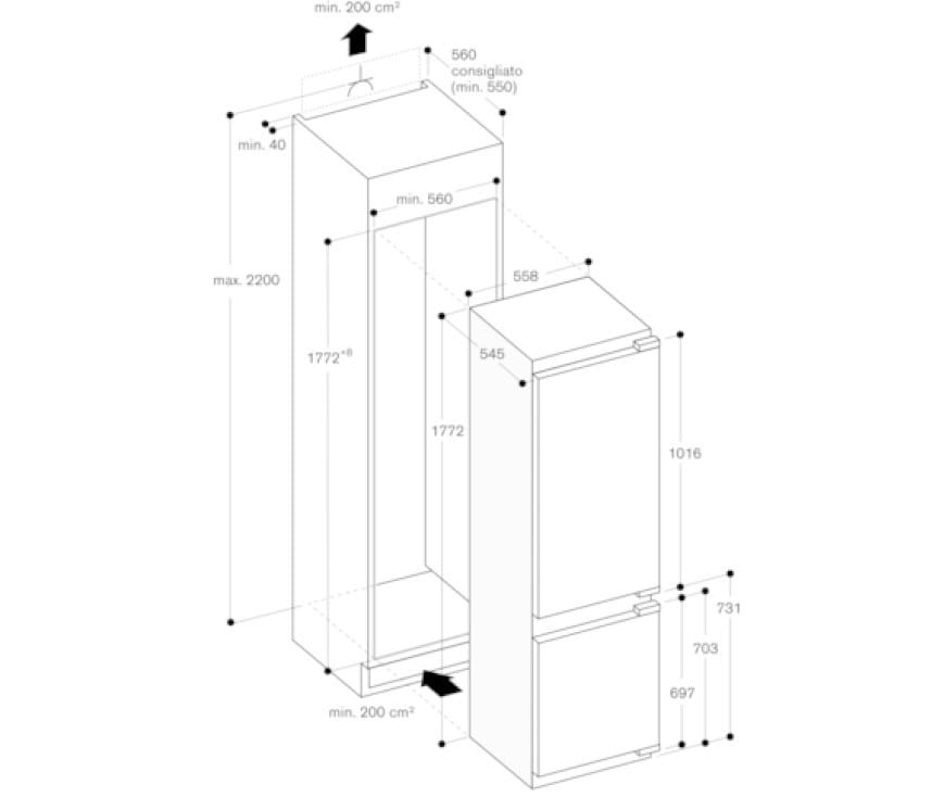 Комбинированный холодильник с морозильной камерой GAGGENAU серия 200 ARCH-00052456 - Вид №6