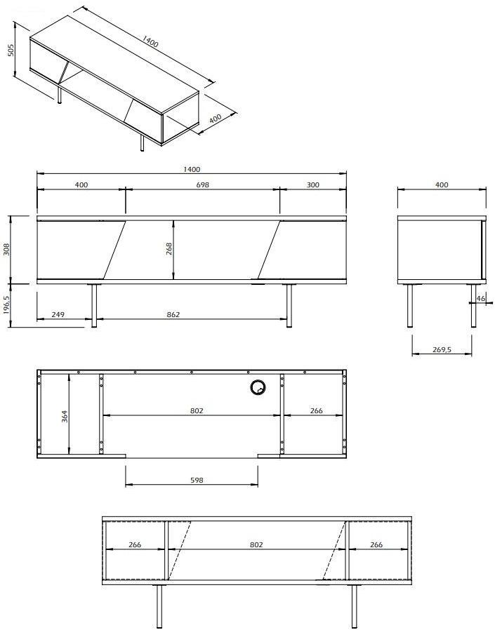 TemaHome Тумба под ТВ с системой управления кабелями sun-id-1401463 - Вид №8