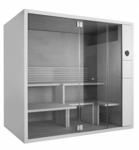 7511..001011000 Сауна Inipi B, угловая или пристенная Inipi B #7511 2365 x 1170 x 2130 мм Белый глянцевый декор