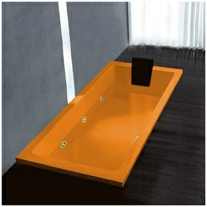 Ванна Gruppo treesse Quadra 170 V0727-DX-OZ оранжевая с золотой фурнитурой гидромассажем прямоугольная встроенная правая