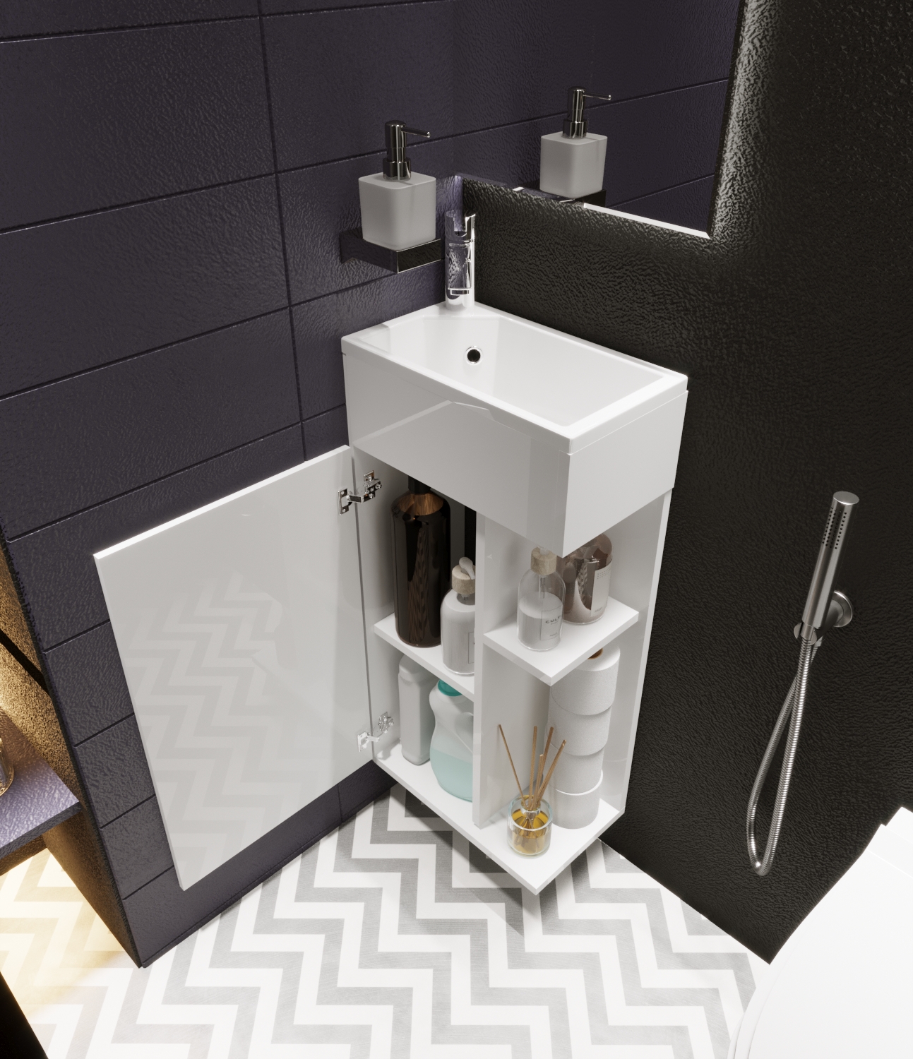 У85925 Тумба с раковиной Laura 40П 1д. Белый глянец 1 Marka Laura - Вид №1