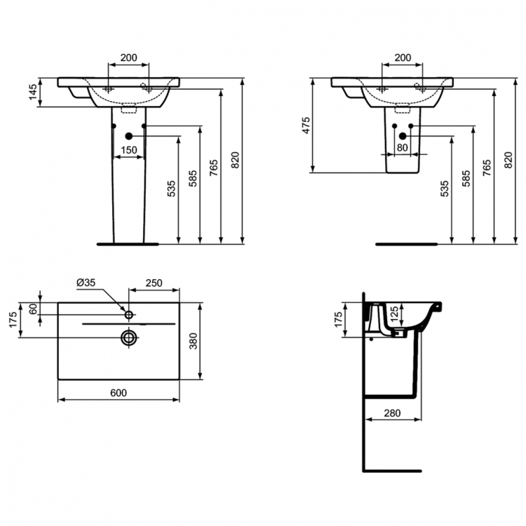 E136501 Раковина 60х38 см Ideal Standard CONNECT SPACE - Вид №3