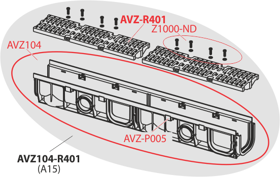 Дренажный канал 100 мм с пластиковой рамой и пластиковой решеткой А15 ALCAPLAST AVZ104R401 - Вид №2
