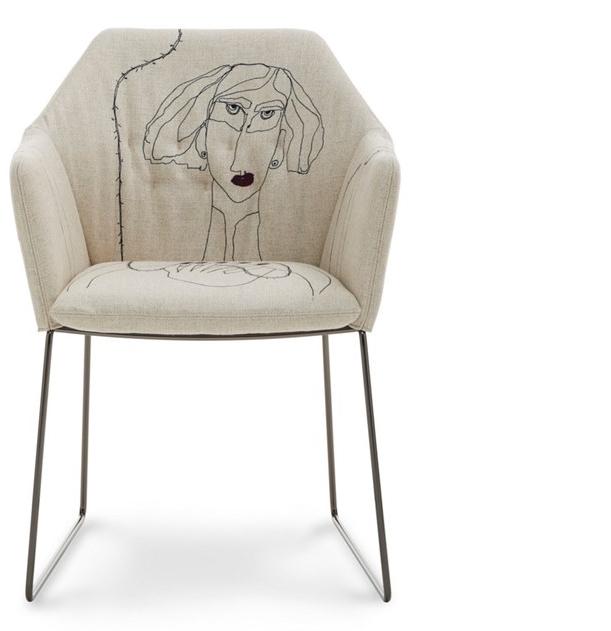 Saba Italia Тканевый стул на санках с подлокотниками New york sun-id-1362757 - Вид №1