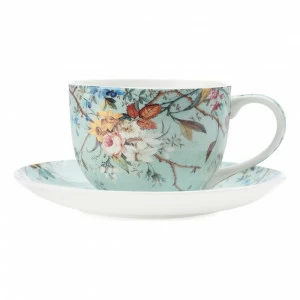 Чашка фарфоровая с блюдцем голубая 250 мл в подарочной упаковке "Луг" MAXWELL & WILLIAMS УИЛЬЯМ КИЛБУРН 00-3946852 Голубой