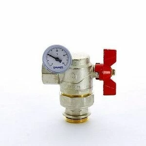 Кран сгон угловой НВ 1' с термометром для коллектора бабочка 2 шт Progress EMMETI