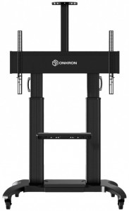 TS2811-S BLACK Мобильная стойка на 1 тв/ 60-100" от 200х200 до 1000х600, макс нагр 136,4кг, высота 1390-1740мм, кабель-канал, регулируемая полка, черная ONKRON
