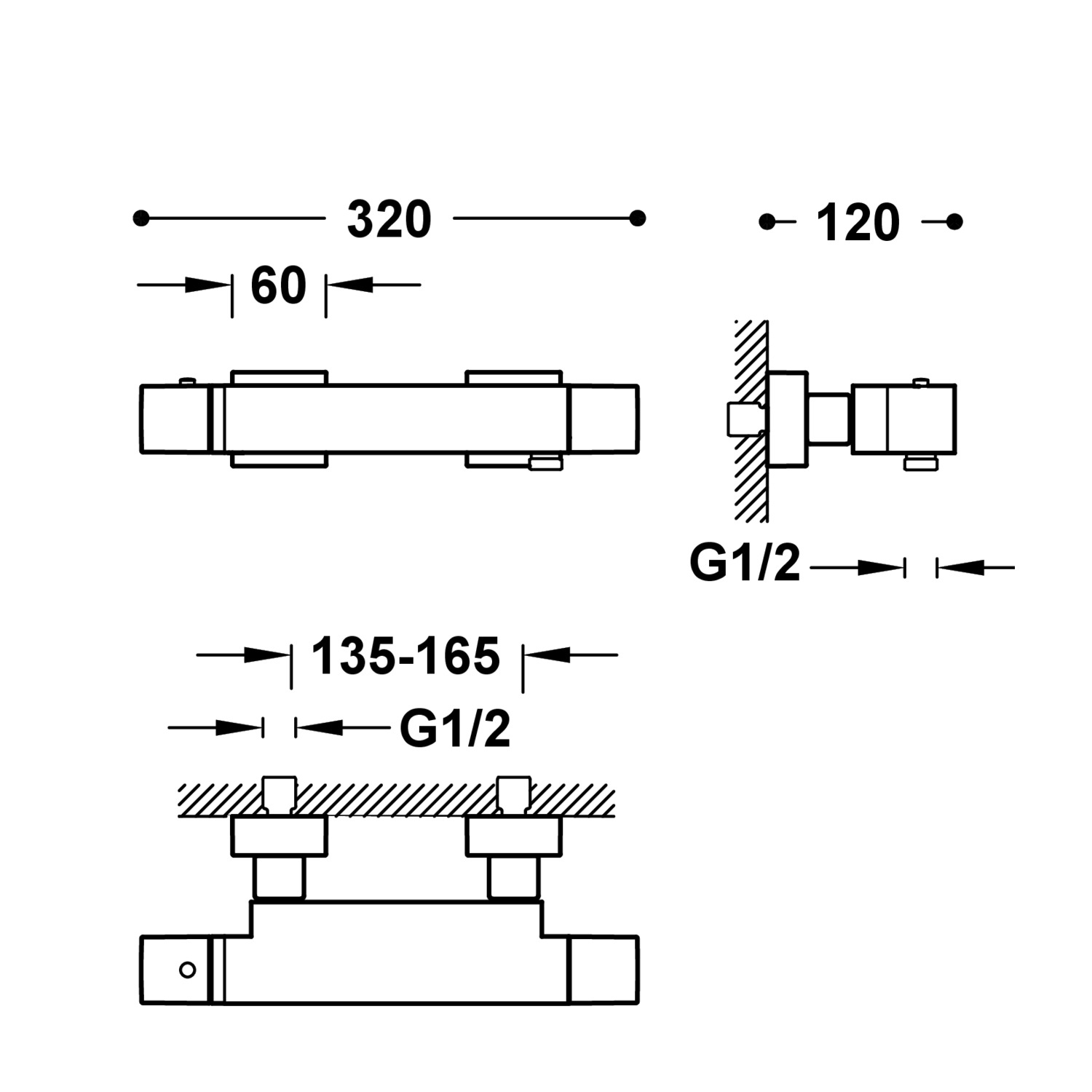 Настенный термостатический смеситель для душа TRESMOSTATIC-1071649 TRES Thermostatic - Вид №1