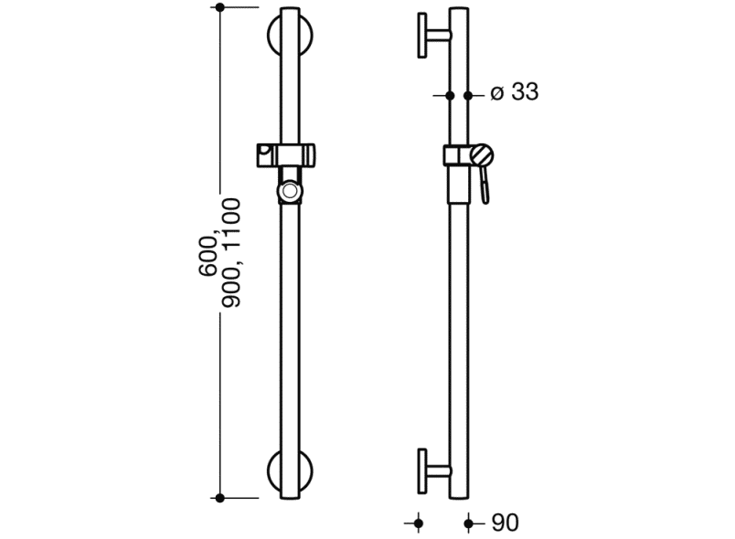 950.33.10051 Душевая штанга теплое прикосновение HEWI Greifen  - Вид №8