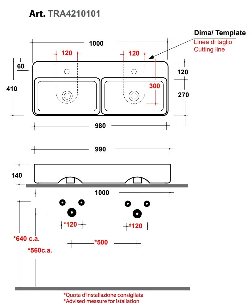Tra4110101 / tra4210101 Подвесная раковина настенная овальная Olympia Ceramica Tratto белая - Вид №3