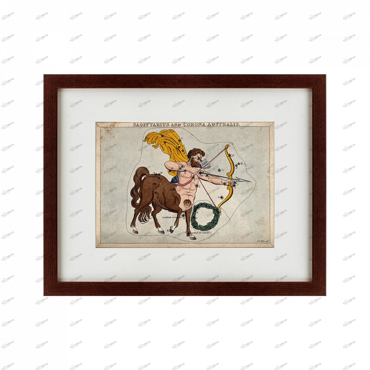 Литография на тонированной бумаге 47х60 см Signs of zodiac Sagittarius, 1825 КАРТИНЫ В КВАРТИРУ  135763 Бежевый;белый;красный;разноцветный 