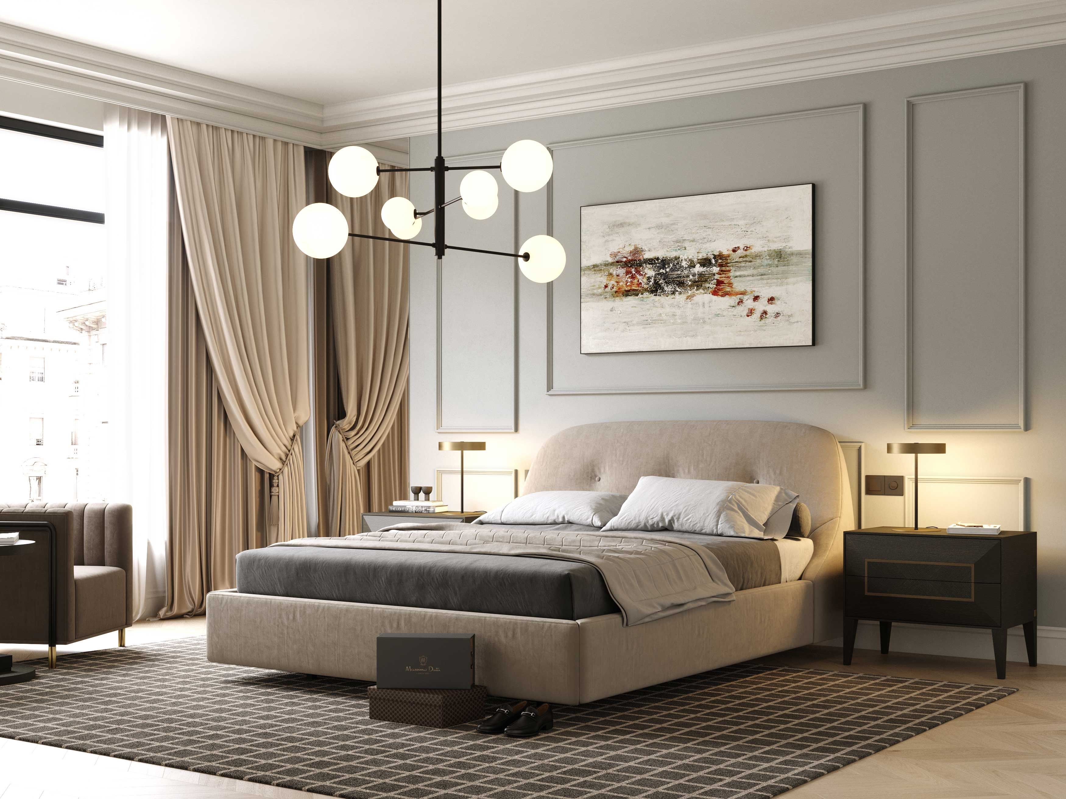 Двуспальная кровать из микрофибры с мягким изголовьем Stylish Club Voilier ARCH-00082588 - Вид №6