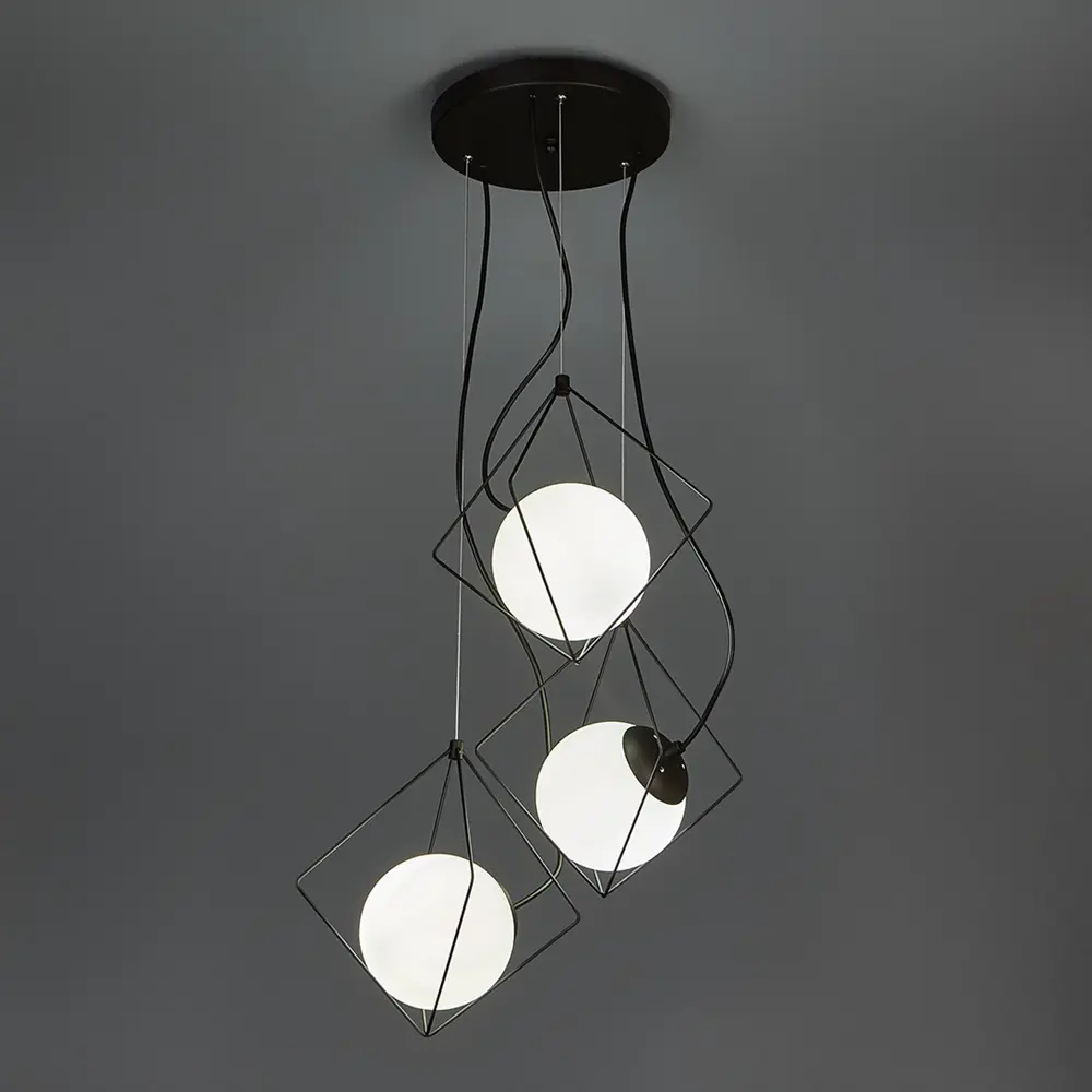 Люстра подвесная Vitaluce Офелия трио 3 лампы 9 м² цвет черный STLM-2152444 - Вид №1