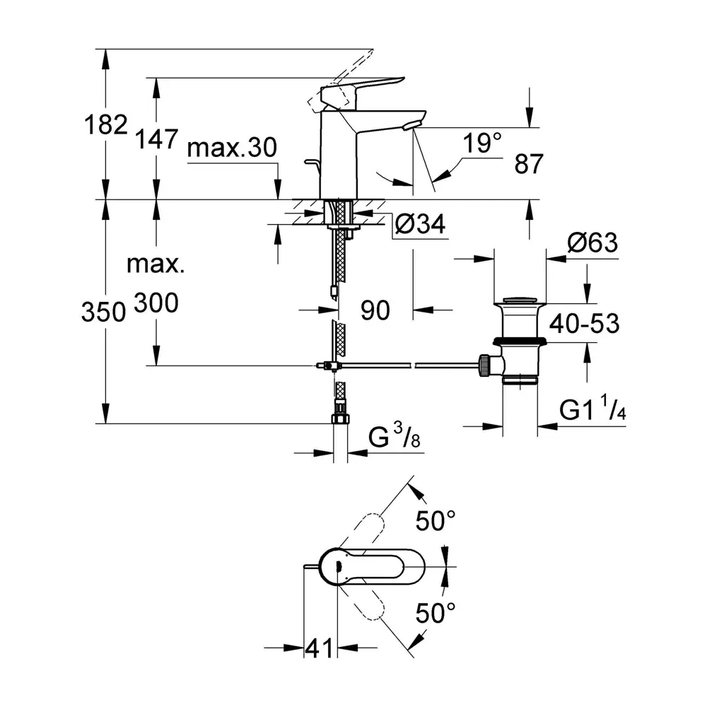 Смеситель для раковины Grohe Startedge однорычажный цвет хром 17010581 STLM-2045974 Start Edge - Вид №6