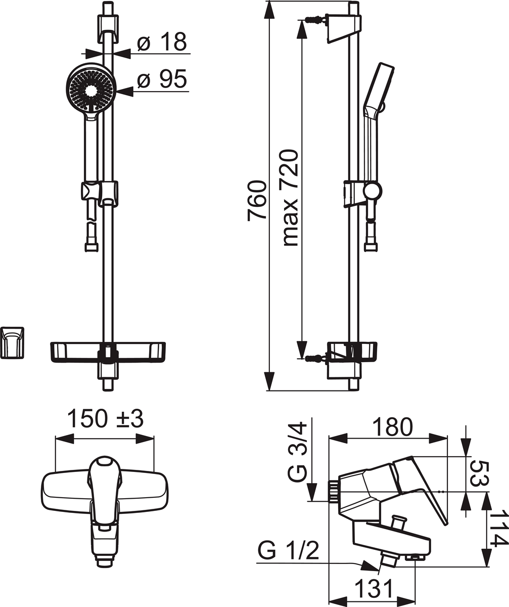 Oras 1879G Смеситель для ванны и душа с комплектом 1879G Vega Хром  - Вид №1