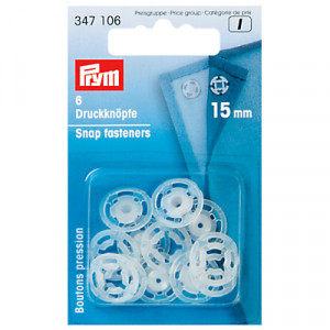 347106 Кнопка пришивная пластик d 15 мм 6 шт. прозрачные PRYM