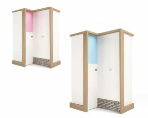 Шкаф угловой ABC-KING , гармошка MIX голубой, левый