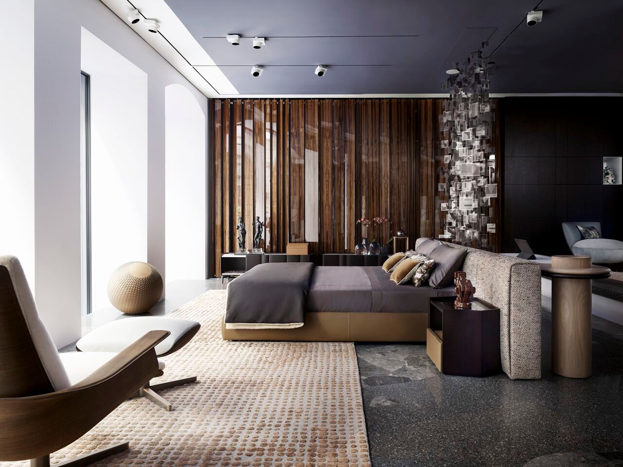 Двуспальная кровать из ткани с мягким изголовьем Giorgetti KARPHI NAP ARCH-00053574 - Вид №1