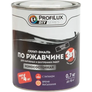 Грунт-эмаль по ржавчине 3 в 1 ProfiLux цвет черный 0.7 кг 84653604 STLM-2139190