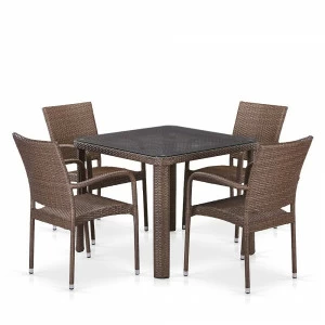 Мебель садовая коричневая, стулья и стол на 4 персоны Asin AFINA  241094 Коричневый