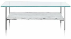 Herman Miller Прямоугольный журнальный столик из стекла и металла с полкой Layer